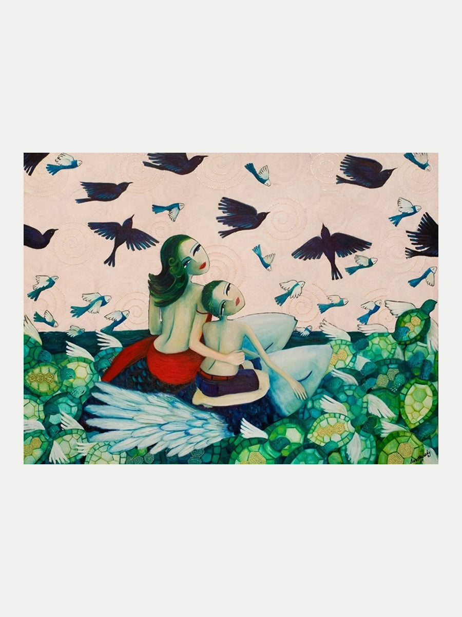 Lady and Boy on Two fish