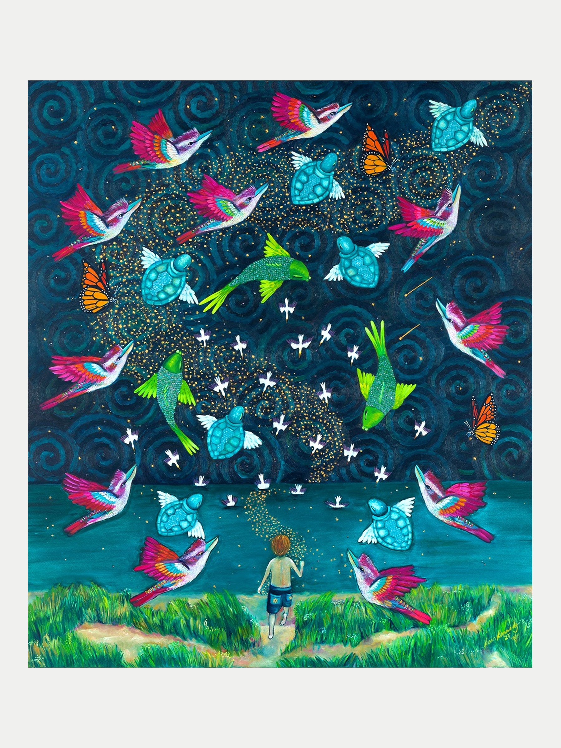 Boy and His Kookaburras